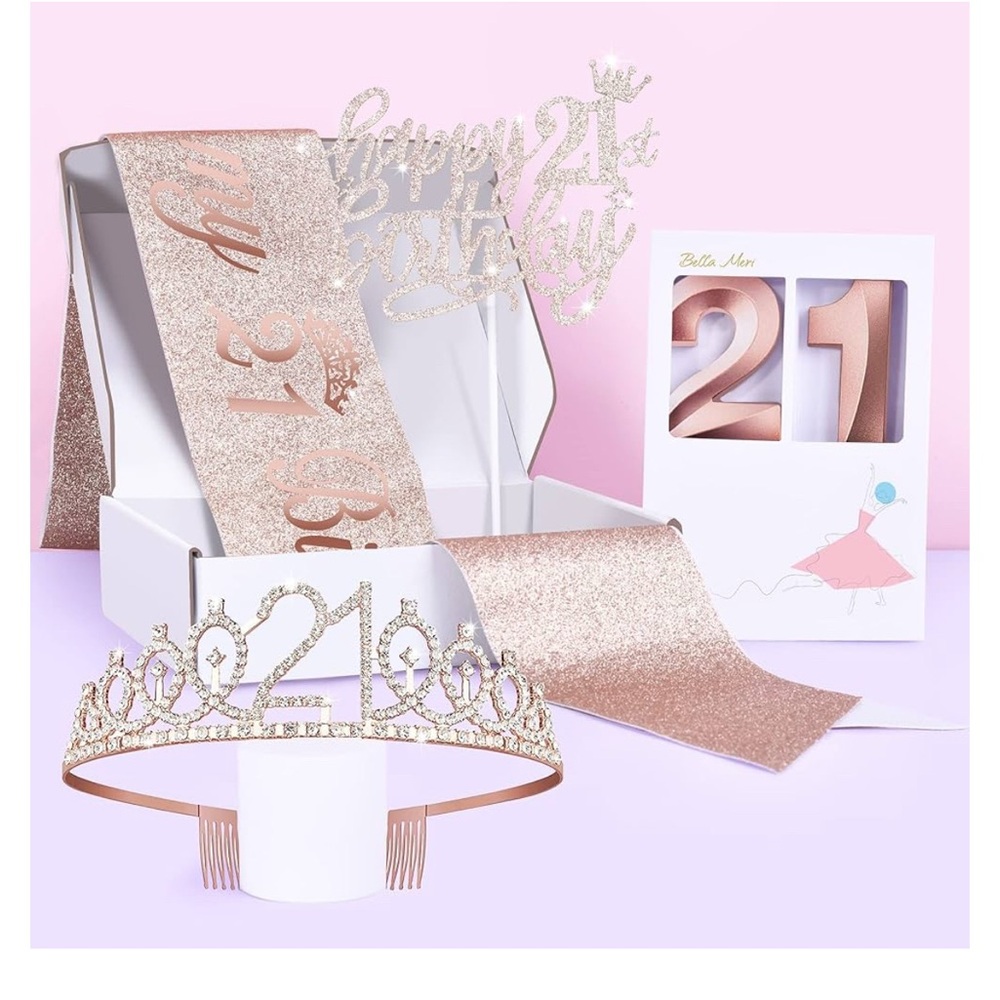 21st Birthday! Rose Gold Party Decorations Set for Elegant Celebrations